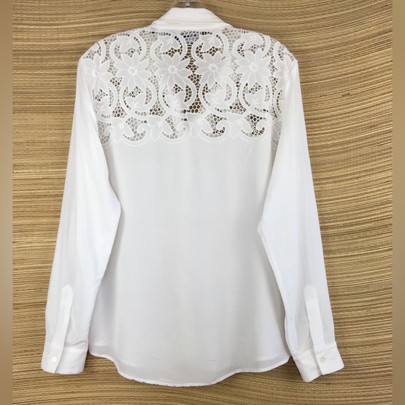 The Kooples Broderie Anglaise Button Down Shirt In White/Off White Size L - Picture 6 of 12